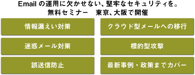 ・情報漏えい対策・クラウド型メールへの移行・迷惑メール対策・標的型攻撃