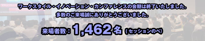 会期は終了いたしました。多数のご来場ありがとうございました。来場者数：1,462名（セッションのべ）